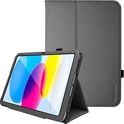 TechGear Black Leather for Apple iPad 10 2022 [10th Generation] 10.9" PU Slim Folio Case Cover